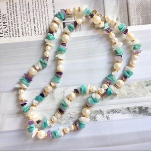 Vintage Pearl Multi-Stone Bead Necklace